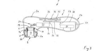 Figure 3 from the patent specification, illustrating the pressure-wave cavity and flexible membrane central to the disputed claims.